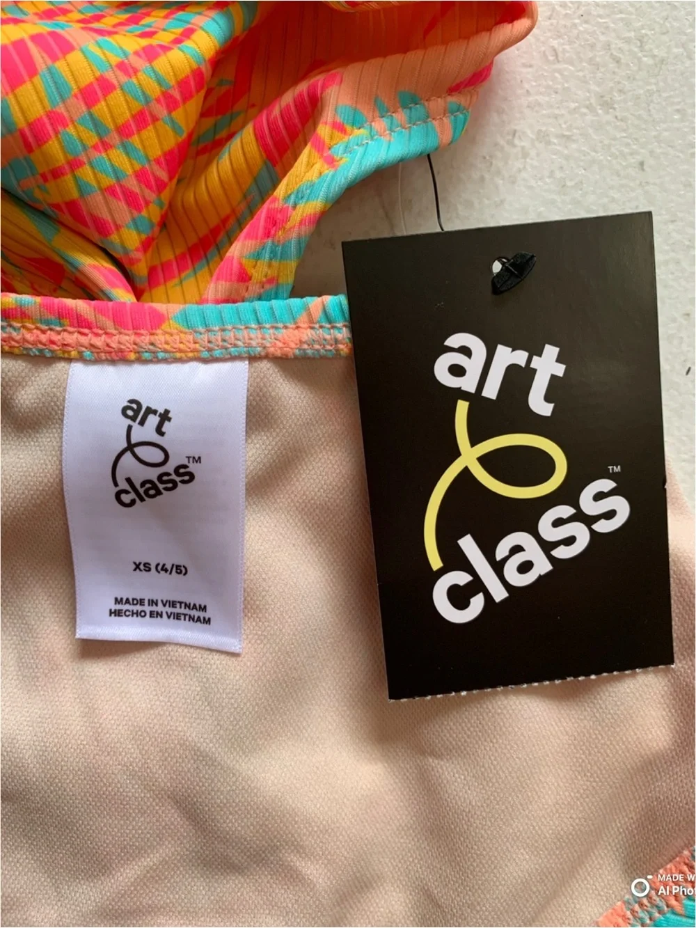 Art Class Girls Bright Tropical One Piece Swimsuit Size XS (4/5) NWT Beach Swim